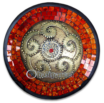 Mosaic Round Bowl Set Of 3, Handmade From Terracotta And Glass