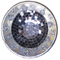 Mosaic Round Bowl Set Of 3, Handmade From Terracotta And Glass