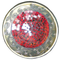 Mosaic Round Bowl Set Of 3, Handmade From Terracotta And Glass