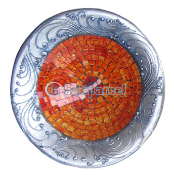 Mosaic Round Bowl Set Of 3, Handmade From Terracotta And Glass