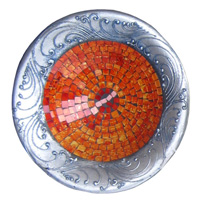 Mosaic Round Bowl Set Of 3, Handmade From Terracotta And Glass