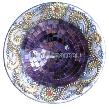 Mosaic Round Bowl Set Of 3, Handmade From Terracotta And Glass