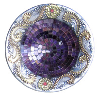 Mosaic Round Bowl Set Of 3, Handmade From Terracotta And Glass