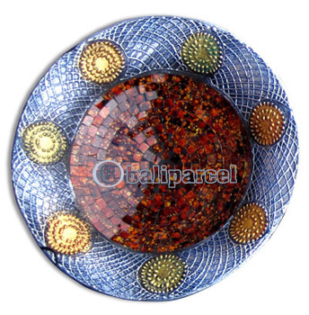 Mosaic Round Bowl Set Of 3, Handmade From Terracotta And Glass