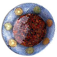 Mosaic Round Bowl Set Of 3, Handmade From Terracotta And Glass