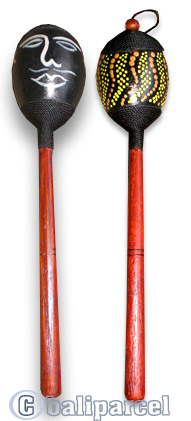 Wooden Maracas, Hand Made From Mahogany Wood With Painted