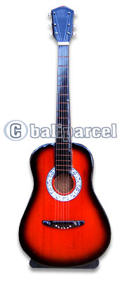Acoustic Guitar With Stand, Miniature Of Music Instrument