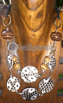 Necklace, From Coconut Shell And Wooden Beads