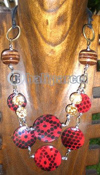 Necklace, From Coconut Shell And Wooden Beads