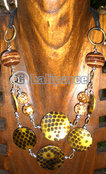 Necklace, From Coconut Shell And Wooden Beads  