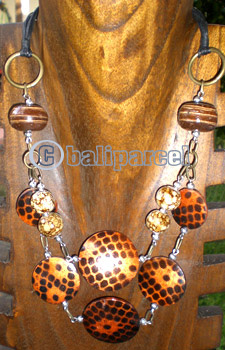 Necklace, From Coconut Shell And Wooden Beads