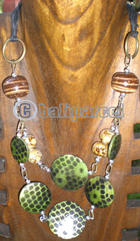 Necklace, From Coconut Shell And Wooden Beads
