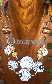 Necklace, From Coconut Shell And Wooden Beads