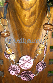 Necklace, From Coconut Shell And Wooden Beads