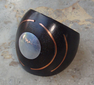 Wooden Ring From Sono Wood Inlaid With Stainless