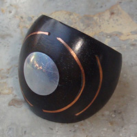 Wooden Ring From Sono Wood Inlaid With Stainless