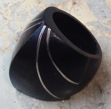 Wooden Ring From Sono Wood Inlaid With Stainless