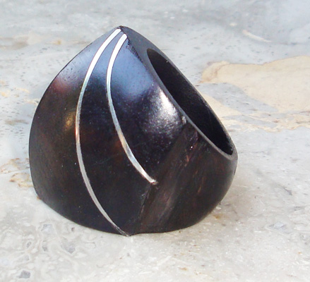 Wooden Ring From Sono Wood Inlaid With Stainless