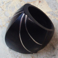 Wooden Ring From Sono Wood Inlaid With Stainless