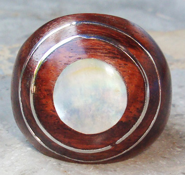 Wooden Ring From Sono Wood Inlaid With Stainless