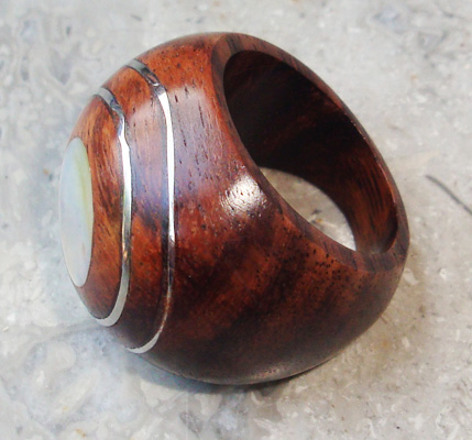 Wooden Ring From Sono Wood Inlaid With Stainless