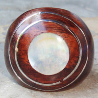 Wooden Ring From Sono Wood Inlaid With Stainless