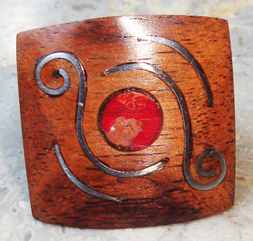 Wooden Ring From Sono Wood Inlaid With Stainless