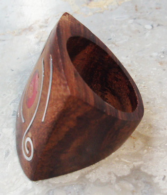 Wooden Ring From Sono Wood Inlaid With Stainless