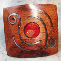 Wooden Ring From Sono Wood Inlaid With Stainless