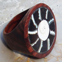 Wooden Ring From Sono Wood Inlaid Shell
