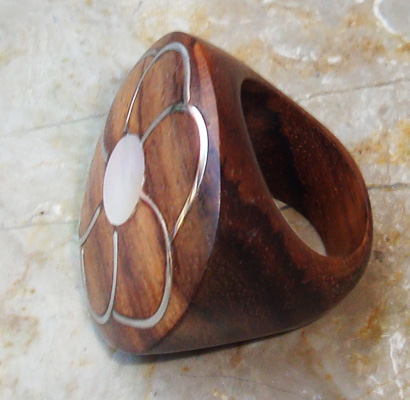 Wooden Ring From Sono Wood Inlaid With Stainless