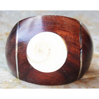 Wooden Ring From Sono Wood Inlaid With Stainless And Shell