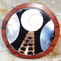 Wooden Ring From Sono Wood Inlaid With Stainless And Shell