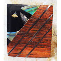 Wooden Ring From Sono Wood Inlaid With Stainless And Shell