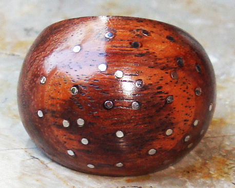 Wooden Ring From Sono Wood Inlaid With Stainless