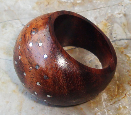 Wooden Ring From Sono Wood Inlaid With Stainless