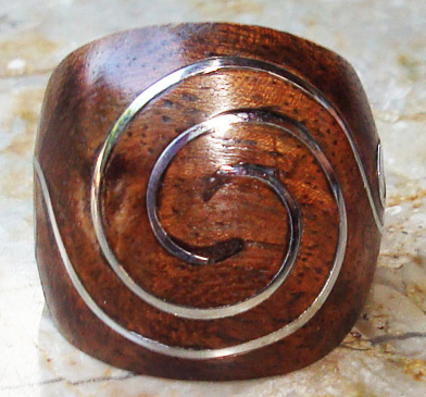 Wooden Ring From Sono Wood Inlaid With Stainless