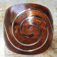 Wooden Ring From Sono Wood Inlaid With Stainless