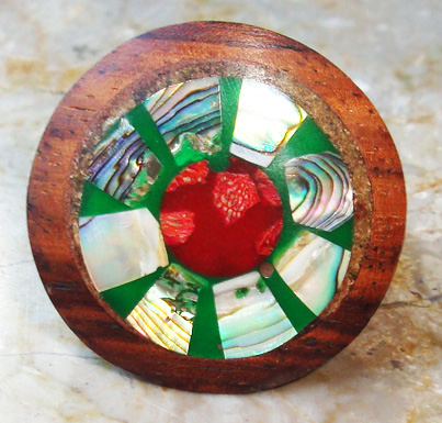 Wooden Ring From Sono Wood Inlaid With Shell
