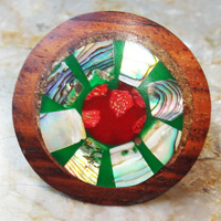 Wooden Ring From Sono Wood Inlaid With Shell