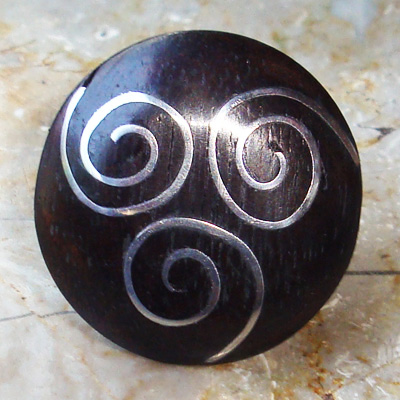 Wooden Ring From Sono Wood Inlaid With Stainless