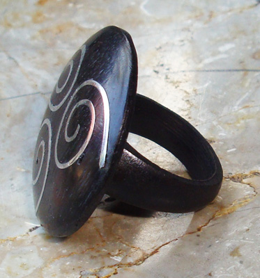 Wooden Ring From Sono Wood Inlaid With Stainless