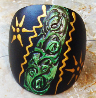 Wooden Ring From Sono Wood With Handpainted