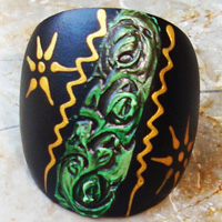Wooden Ring From Sono Wood With Handpainted