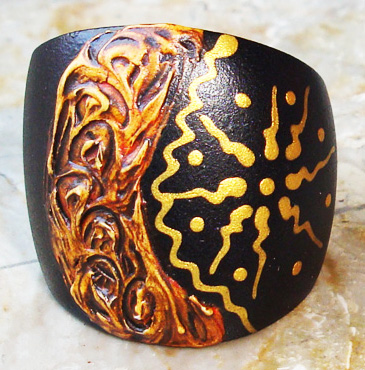 Wooden Ring From Sono Wood With Handpainted