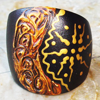 Wooden Ring From Sono Wood With Handpainted