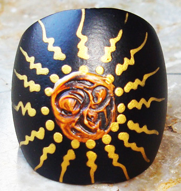 Wooden Ring From Sono Wood With Handpainted