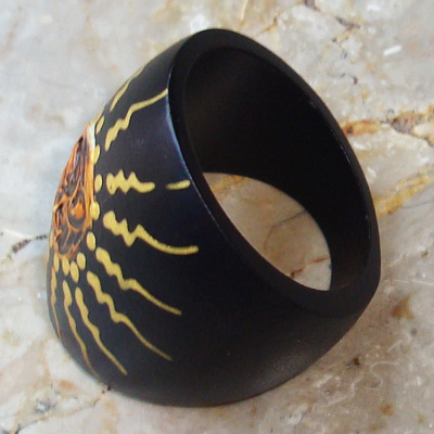 Wooden Ring From Sono Wood With Handpainted