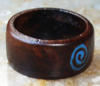 Wooden Ring From Sono Wood With Handpainted