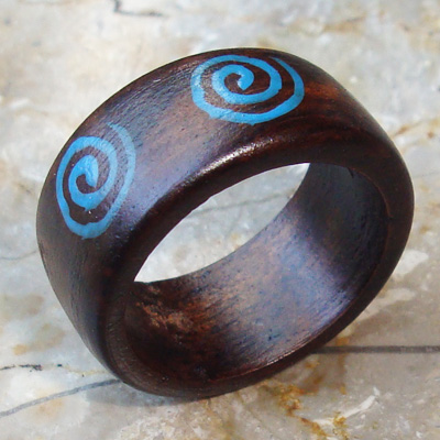 Wooden Ring From Sono Wood With Handpainted